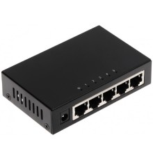DAHUA DH-PFS3005-5GT 5-портовый гигабитный неуправляемый коммутатор, 5xRJ45 1Gb, коммутация 10 Гбит/с, MAC-таблица 2К, металл