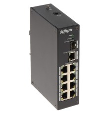 DAHUA DH-PFS3110-8T 8-портовый неуправляемый коммутатор, промышленное исполнение, 8xRJ45 100Mb, 1xRJ45 1Gb, 1xSFP 1Gb, коммутация 13.6 Гбит/с, MAC-таблица 8К