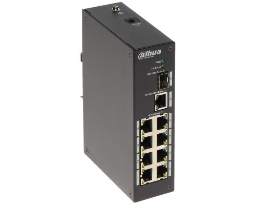 [Коммутаторы] DAHUA DH-PFS3110-8T 8-портовый неуправляемый коммутатор, промышленное исполнение, 8xRJ45 100Mb, 1xRJ45 1Gb, 1xSFP 1Gb, коммутация 13.6 Гбит/с, MAC-таблица 8К