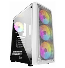 Powercase CMIZW-L4 Mistral Z4 White, Tempered Glass, Mesh, 4x 120mm 5-color LED fan, белый, ATX