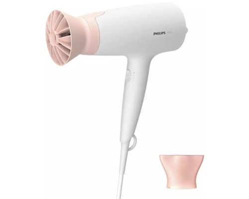 [Фен] PHILIPS BHD300/10 Фен,1600 Вт, 3 режима, насадка ThermoProtect, концентратор, шнур 1,8 м. Цвет: белый с розовым.