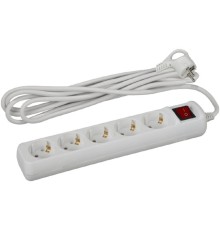 ЭРА Б0035758 Удлинитель электрический UX-5es-5m с заземлением с выключателем 5 розеток 5 м ПВС 3x0,75мм2 10А
