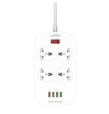 Perfeo LD_B4611  LDNIO SC4407Q/ Сетевой фильтр 2м/ 4  розетки EU_UK_US/ 2500W/ 4 USB+QC 3.0/  Выкл. на розетки/ Black