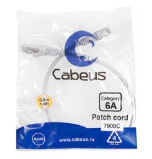 Cabeus PC-SSTP-RJ45-Cat.6a-0.5m-LSZH Патч-корд S/FTP, категория 6а (10G), 2xRJ45/8p8c, экранированный, серый, LSZH, 0.5м