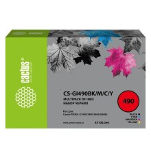 Чернила Cactus CS-GI490BK/M/C/Y голубой/пурпурный/желтый/черный набор 4x100 мл для Canon Pixma G1400/G2400/G3400