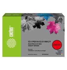 Чернила Cactus CS-I-PG510-CL511M/C/Y голубой/пурпурный/желтый/черный набор 5x100 мл для Canon Pixma MP240/MP250/MP260/MP270