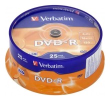 Verbatim  Диски DVD-R   4.7Gb 16-х, 25шт, Cake Box (43522)