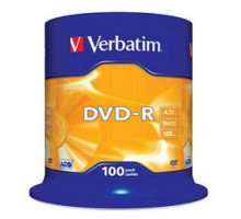 Verbatim  Диски DVD-R  4.7Gb 16-х, 100 шт, Cake Box (43549)
