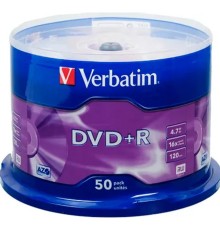 Verbatim  Диски DVD+R  4.7Gb 16-х , 50 шт, Cake Box (43550)