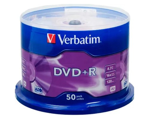 [Диск] Verbatim  Диски DVD+R  4.7Gb 16-х , 50 шт, Cake Box (43550)
