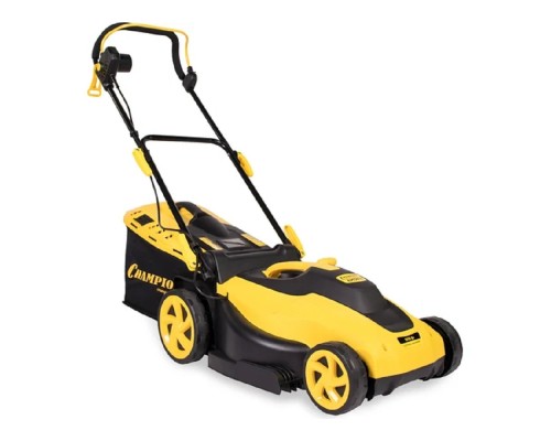 [Газонокосилки и аэраторы] CHAMPION Газонокосилка эл. EM3815 { 1,6 кВт пласт+ткань травосб. 45л  шир.380мм выс.20-70мм, 11,5кг }