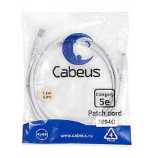 Cabeus PC-UTP-RJ45-Cat.5e-1.5m-WH ПАТЧ-КОРД U/UTP, КАТЕГОРИЯ 5Е, 2XRJ45/8P8C, НЕЭКРАНИРОВАННЫЙ, БЕЛЫЙ