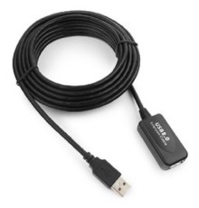 Cablexpert UAE016-BLACK Кабель удлинит. USB 2.0 активный AM/AF, 4.8м, черный, пакет