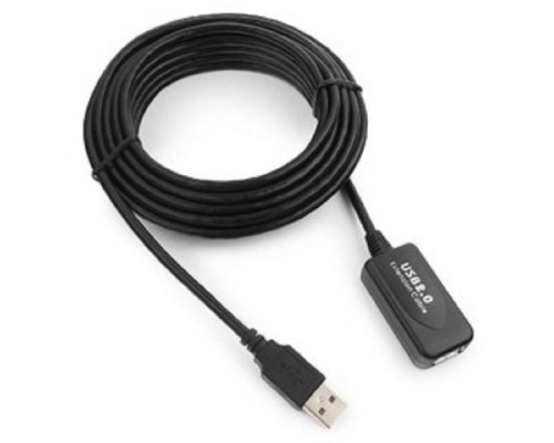 [кабели] Cablexpert UAE016-BLACK Кабель удлинит. USB 2.0 активный AM/AF, 4.8м, черный, пакет