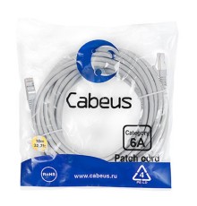 Cabeus PC-SSTP-RJ45-Cat.6a-10m-LSZH Патч-корд S/FTP, категория 6а (10G), 2xRJ45/8p8c, экранированный, серый, LSZH, 10м