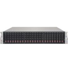 SuperMicro CSE-216BE1C-R609JBOD 2U Storage JBOD Chassis with capacity 24 x 2.5" hot-swappable HDDs bays, Single Expander Backplane Boards support SAS3/2 or SATA3 HDDs with 12Gb/s throughput,