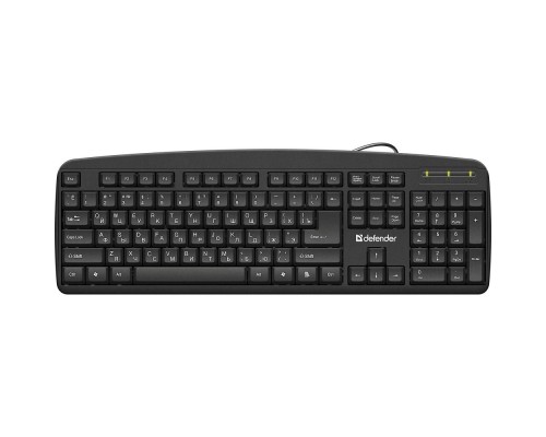[Клавиатура] Defender Клавиатура Office HB-910 RU USB [45910] {Проводная, полноразмерная, черная}