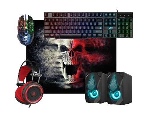[Клавиатура] Defender Игровой набор Tor MHP-127 [52127] {мышь+клавиатура+ковер+колонка+гарнитура}