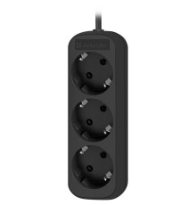 Defender Удлинитель M330 3.0 м, 3 розетки, черный [99322],с заземлением 