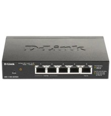 D-Link DGS-1100-05PDV2/A1A Настраиваемый L2 коммутатор с 5 портами 10/100/1000Base-T (2 порта PoE, 1 порт для питания коммутатора по PoE). (Питание осуществляется только по PoE.)