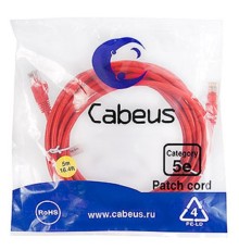Cabeus PC-UTP-RJ45-Cat.5e-5m-RD-LSZH Патч-корд U/UTP, категория 5е, 2xRJ45/8p8c, неэкранированный, красный, LSZH, 5м