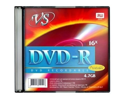 [Диск] Диски VS DVD-R 4,7 GB 16x SL/5 Ink Print (620380)