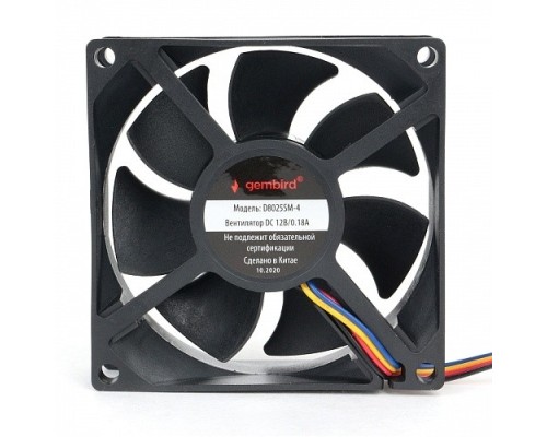 [Вентилятор] Gembird Вентилятор для корпуса 80x80x25, втулка, 4 pin, провод 30 см (D8025SM-4)