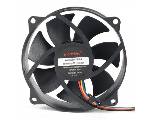 [Вентилятор] Gembird Вентилятор для корпуса 90x90x25, гидродинамический, 4 pin, провод 30 см (D9025HM-4)