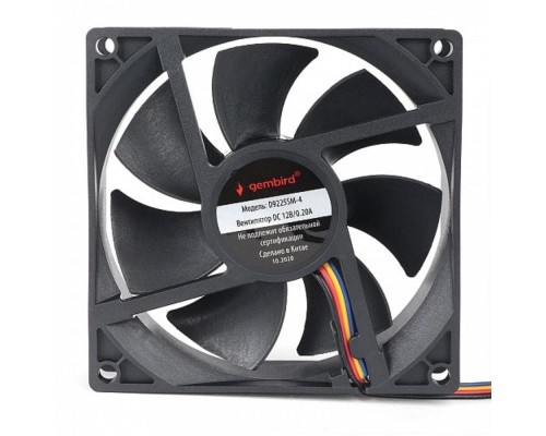[Вентилятор] Gembird Вентилятор для корпуса 92x92x25, втулка, 4 pin, провод 30 см (D9225SM-4)