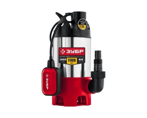 [Бензоинструмент] ЗУБР Дренажный насос для грязной воды, корпус - нерж. сталь, 1100 Вт [НПГ-М3-1100-С]