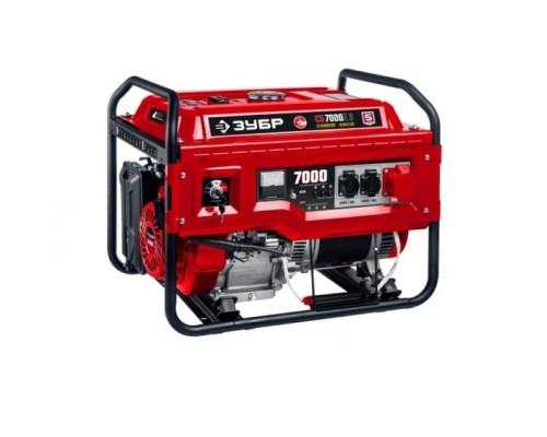 [Генераторы, Блоки автоматики] ЗУБР Бензиновый генератор с электростартером 7000 Вт 380 / 220 В  [СБ-7000Е-3]