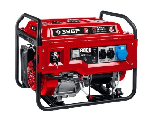 [Генераторы, Блоки автоматики] ЗУБР Бензиновый генератор с электростартером  8000 Вт  [СБ-8000Е]