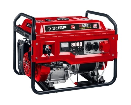 [Генераторы, Блоки автоматики] ЗУБР Бензиновый генератор с электростартером  8000 Вт 380 / 220 В  [СБ-8000Е-3]