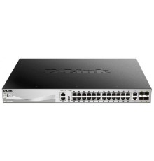 D-Link DGS-3130-30PS/B1A PROJ Управляемый L3 стекируемый коммутатор с 24 портами 10/100/1000Base-T, 2 портами 10GBase-T и 4 портами 10GBase-X SFP+ (24 порта PoE 802.3af/at, PoE-бюджет 370 Вт)
