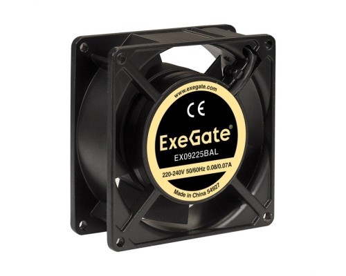 [Вентиляторы] Exegate EX289003RUS Вентилятор 220В ExeGate EX09225BAL (92x92x25 мм, 2-Ball (двойной шарикоподшипник), подводящий провод 30 см, 2600RPM, 35dBA)