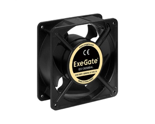 [Вентиляторы] Exegate EX289017RUS Вентилятор 220В ExeGate EX12038BAL (120x120x38 мм, 2-Ball (двойной шарикоподшипник), подводящий провод 30 см, 2700RPM, 43dBA)