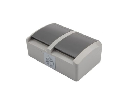 [рексант розетки] Rexant KR-78-0614 Блок из 2 розеток горизонтальный KRANZ INDUSTRIAL открытой установки с заземлением, керамика, IP54 серый							