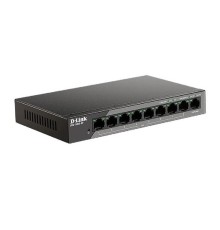 D-Link DSS-100E-9P/B1A Неуправляемый коммутатор с 8 портами 10/100Base-TX и 1 портом 10/100/1000Base-T (8 портов PoE 802.3af/at, PoE-бюджет 92 Вт, дальность до 250 м)