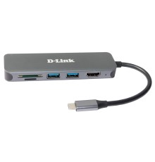 D-Link DUB-2327/A1A Док-станция с разъемом USB Type-C, 2 портами USB 3.0, 1 портом USB Type-C/PD 3.0, 1 портом HDMI и слотами для карт SD и microSD 