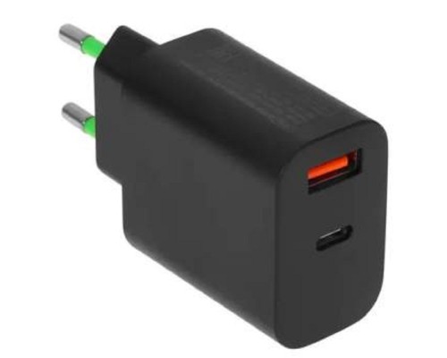 [Аксессуар] ORIENT PU-C20W, Сетевое зарядное устройство с функцией быстрой зарядки, мощность 20Вт, Quick Charge 3.0+Power Delivery, выходы: USB-A + Type-C, DC 5/9/12/15/20В, цвет черный (31126)