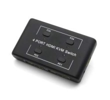 ORIENT HS41, HDMI KVM переключатель на 4 устройства, порты HDM + 2xUSB (клавиатура+мышь), поддержка 4K@30Hz, кнопка переключения на проводе 1.2 м, не требуется внешнее питание (31067)