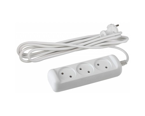 [ЭРА Удлинители бытовые, Сетевые фильтры] ЭРА Б0038569 Удлинитель электрический ЭРА UX-3-5m без заземления 3 розетки 5м ПВС 2x0,75мм2 6А 