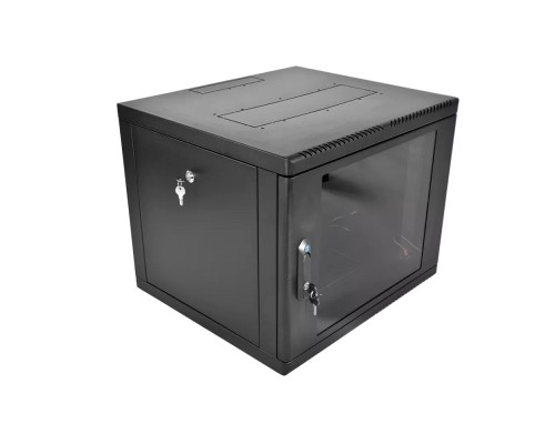 [Монтажное оборудование] ЦМО Шкаф телекоммуникационный настенный разборный 9U (600 х 520), съемные стенки, дверь стекло, черный(ШРН-М-9.500-9005)