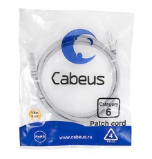 Cabeus PC-UTP-RJ45-Cat.6-1.5m Патч-корд U/UTP, категория 6, 2xRJ45/8p8c, неэкранированный, серый, PVC, 1.5м
