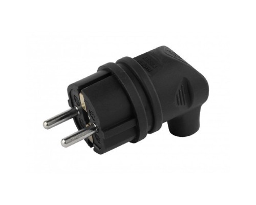 [ЭРА Колодки удлинителей, тройники] Эра Б0044542 Вилка V9-B-IP44 каучуковая с заземлением 90 градусов 16A IP44 черная 