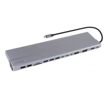 VCOM CU4703  Адаптер TypeC -->3*USB3.0+2*USB2.0+VGA+RJ45+SD+TF+AUD+HDMI+DP+2*USB3.1 Data+PD[4895182217294]