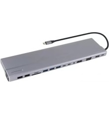 VCOM CU4703  Адаптер TypeC -->3*USB3.0+2*USB2.0+VGA+RJ45+SD+TF+AUD+HDMI+DP+2*USB3.1 Data+PD[4895182217294]