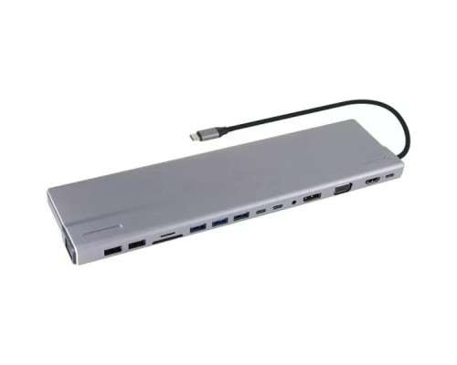 [кабели] VCOM CU4703  Адаптер TypeC -->3*USB3.0+2*USB2.0+VGA+RJ45+SD+TF+AUD+HDMI+DP+2*USB3.1 Data+PD[4895182217294]