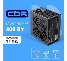 Блок питания CBR ATX 400W, 12см fan, 24pin/1*4pin/1*IDE/2*SATA, кабель питания 1.2м, черный [PSU-ATX400-12EC] OEM