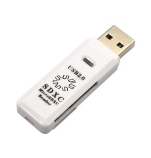 5bites Устройство ч/з карт памяти RE2-100WH USB2.0 Card reader / SD / TF / USB PLUG / WHITE